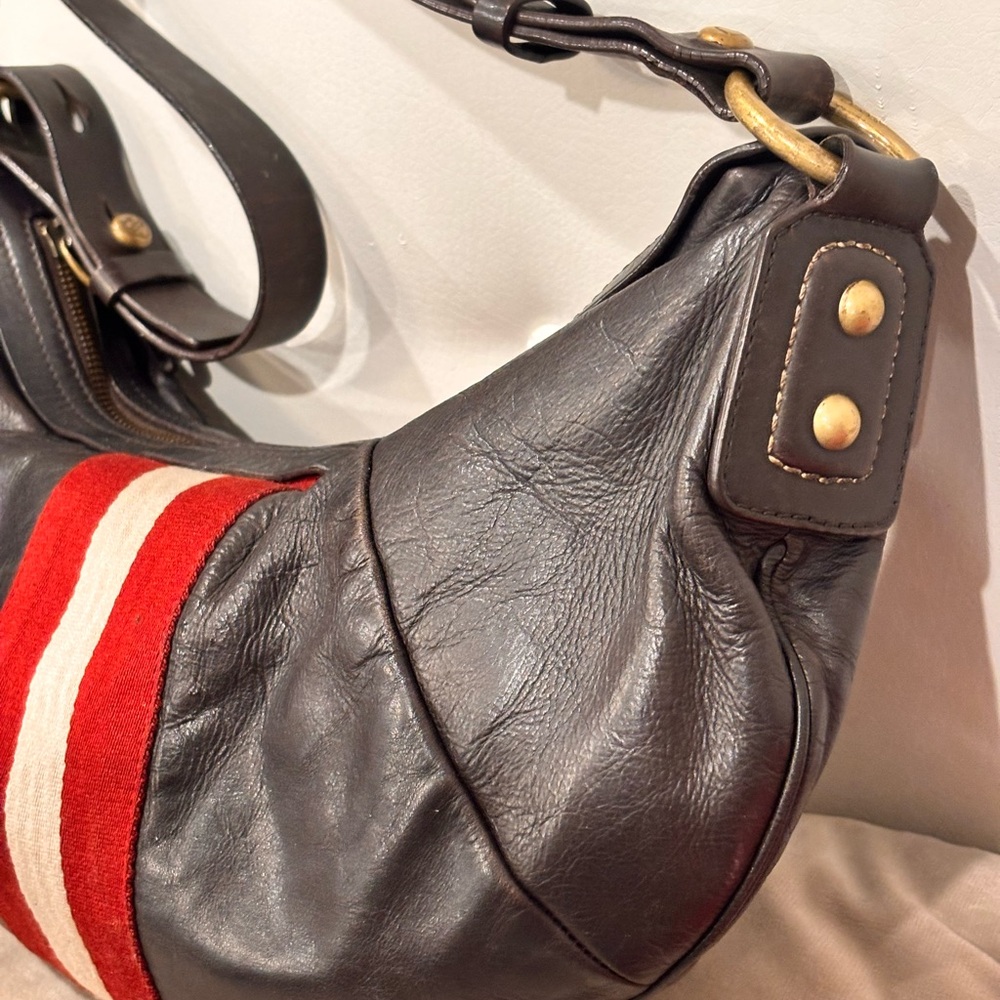 BALLY Vintage Crescent Dark Brown Leather Hobo Bag - Picture 3 of 13